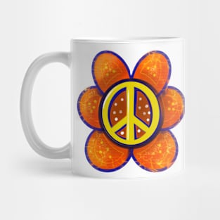 Peace sign in orange flower hippy retro hippie tie dye Mug